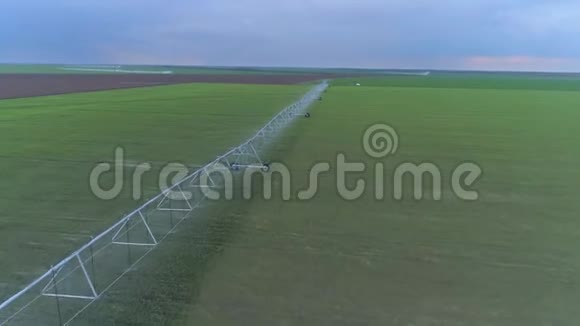 农田绿油菜灌溉设备农村无人机景观视频的预览图