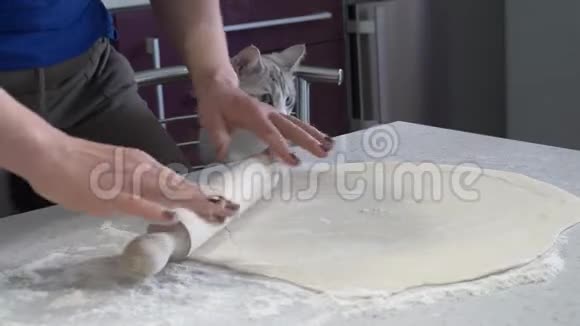 在家做美味的披萨擀面团视频的预览图