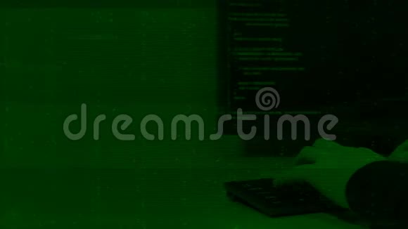 绿色背景程序员双手关闭键盘输入代码视频的预览图