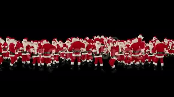 圣诞老人人群舞蹈圣诞晚会新年快乐对抗黑色股票镜头视频的预览图