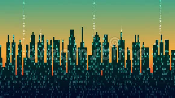 城市在线抽象未来数字城市云连接高科技背景无缝环路视频的预览图