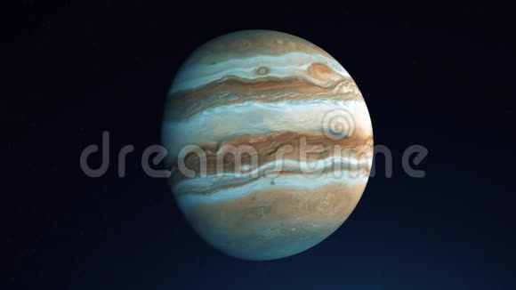 抽象行星木星在外层空间旋转动画五彩缤纷的白色和棕色表面上的日出和日落视频的预览图