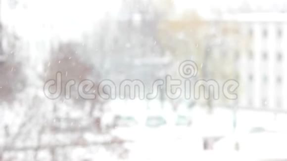 城市里倾斜的大雪纷纷扬扬视频的预览图