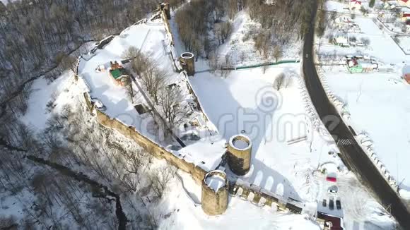 Koporye要塞二月天俄罗斯航空录像视频的预览图