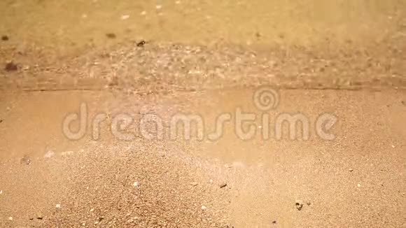 透明的海浪向沙质海岸奔流视频的预览图