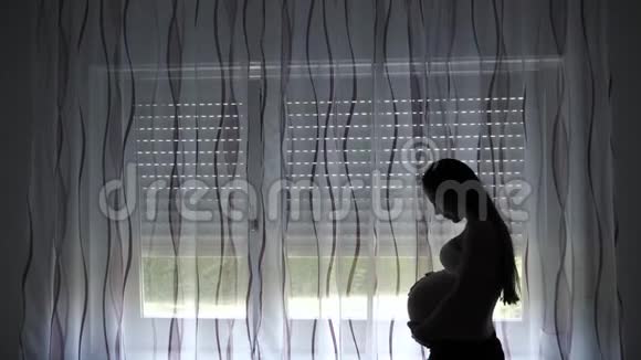 4看窗户的孕妇剪影视频的预览图