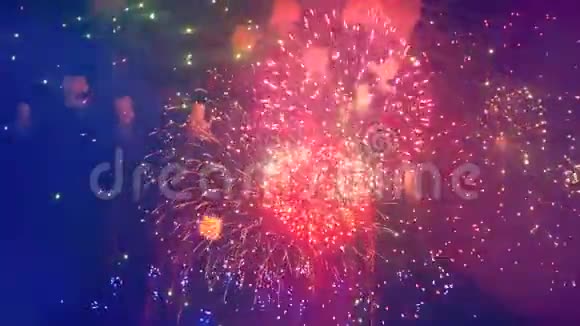 五颜六色的烟花正在爆炸视频的预览图