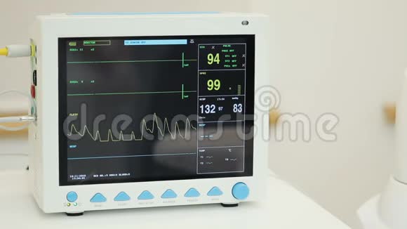 重症监护病房心电图显示血压血氧饱和度心电图心率视频的预览图
