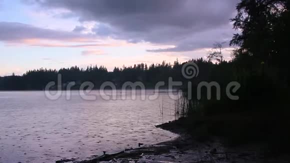 雨水倾泻在湖面上视频的预览图