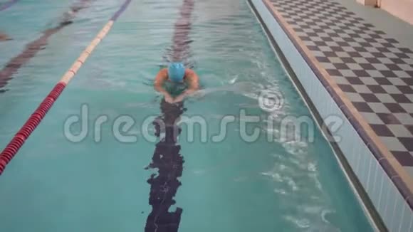 男子游泳蛙泳在游泳池视频的预览图