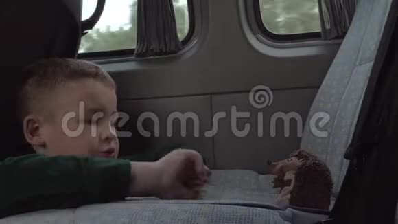 儿童在汽车旅行中玩玩具视频的预览图