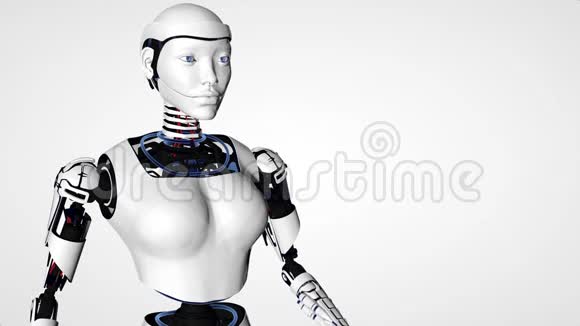 机器人Android女性与阿尔法频道Cyborg未来技术人工智能计算机技术视频的预览图