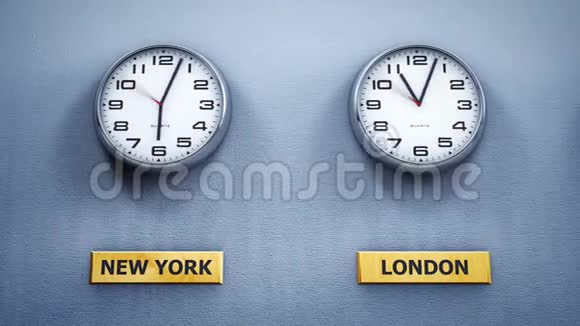 办公室挂钟显示不同的世界时间视频的预览图