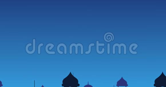 光明斋月Kareem与清真寺和月亮和星星灯笼打招呼视频的预览图