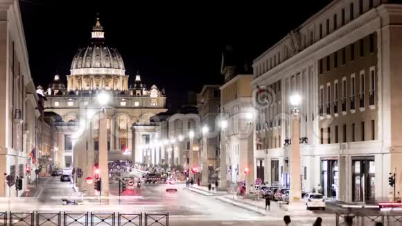 梵蒂冈圣皮埃特罗大教堂主立面的时间推移罗马视频的预览图