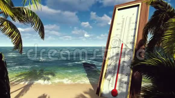 温度计华氏温度显示温度上升全球变暖的概念视频的预览图