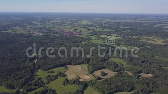 白俄罗斯北部蓝湖上空的慢航空盘视频的预览图