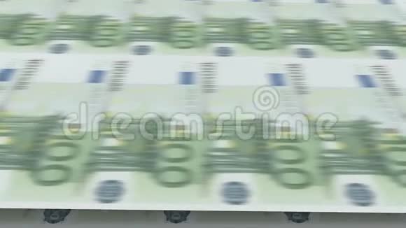 印钞100欧元循环三维动画视频的预览图