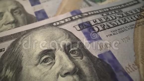 美元现金宏观视图绿色100美元现金停止运动动画美国法定货币视频的预览图