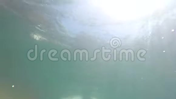 水下拍摄的游泳者在阳光下在海上游泳视频的预览图
