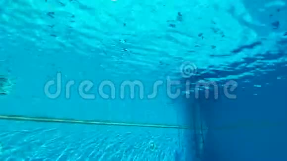 在阳光明媚的夏日背景下在游泳池的水下视频的预览图