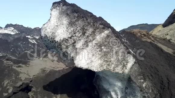 冰岛Solheimajokull出口冰川和冰川泻湖冰川融化视频的预览图