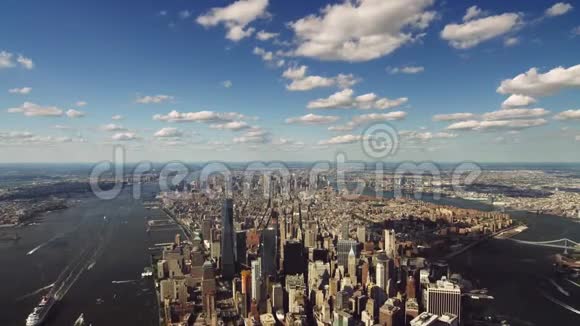 纽约市区现代摩天大楼建筑空中城市景观天际线全景视频的预览图