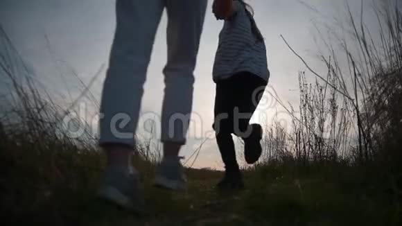 日落时分两个女朋友从镜头前逃跑视频的预览图