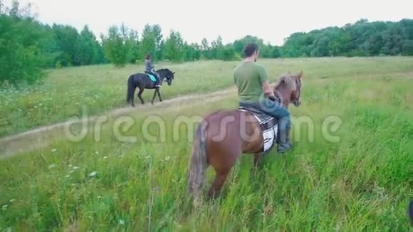 夏日骑马穿过田野视频的预览图