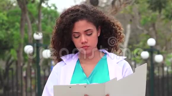 年轻的护士写作视频的预览图