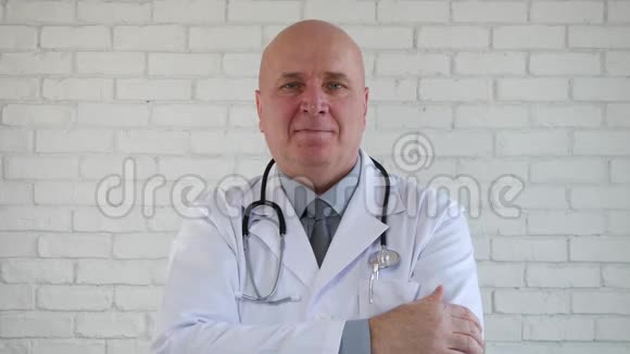 自信的医生微笑着在医学报告中竖起大拇指视频的预览图