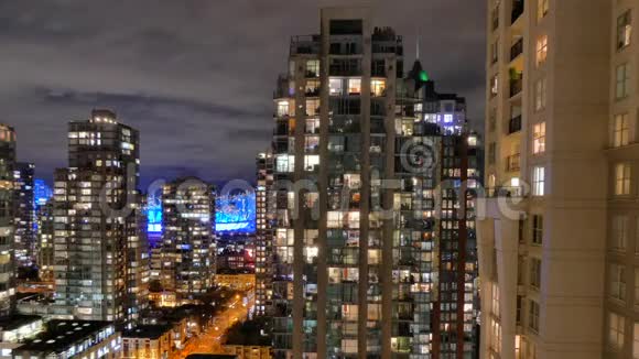 加拿大温哥华市景夜时光市区视频的预览图
