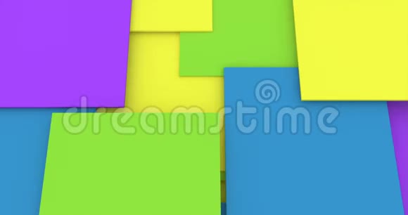 彩色方块旋转生动图形的抽象三维绘制Cgi循环动画现代色彩背景无缝视频的预览图