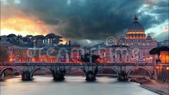 罗马日落时的梵蒂冈视频的预览图