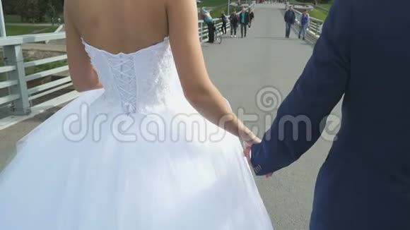 散步时新郎新娘手牵着手视频的预览图