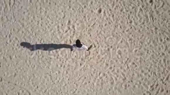 空中非洲男人在海滩上的棕榈树林里跳舞视频的预览图
