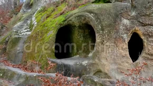 森林里的岩石修道院视频的预览图