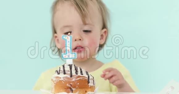 小男孩庆祝生日吹蜡烛视频的预览图