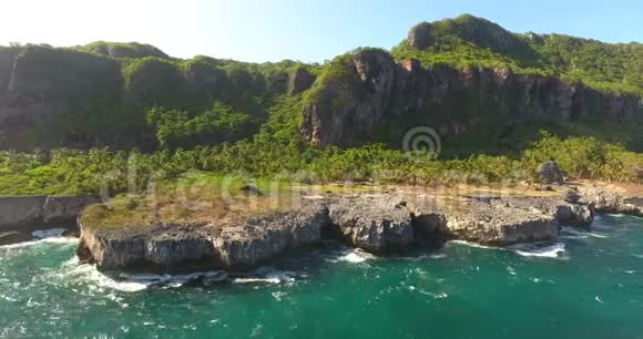 狂野的自然科普特对未触及的自然美的看法美丽的岩石海岸线大西洋岛棕榈树视频的预览图