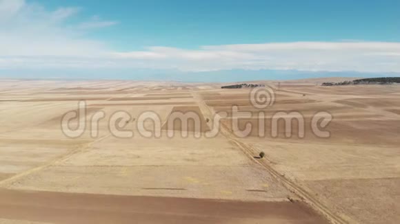 格鲁吉亚沙漠美丽的草原和蓝天视频的预览图