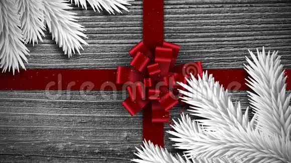 以雪为背景以木质装饰圣诞礼物视频的预览图