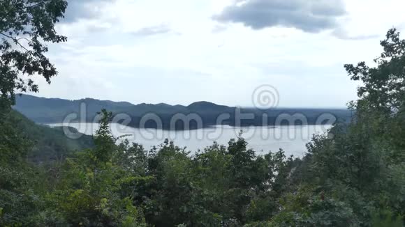 乔治亚州卡特湖从卡特湖和周围树木俯瞰美景视频的预览图