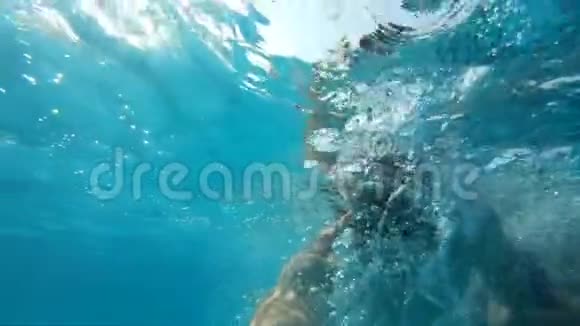 人在游泳池水下游泳慢动作视频的预览图