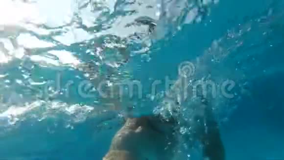 人在游泳池水下游泳慢动作视频的预览图