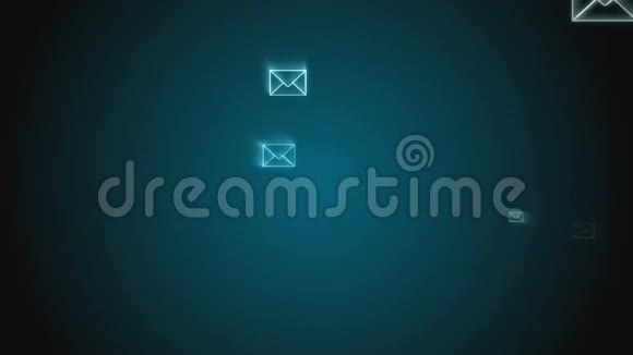电子邮件信封到处飘浮的数字动画视频的预览图