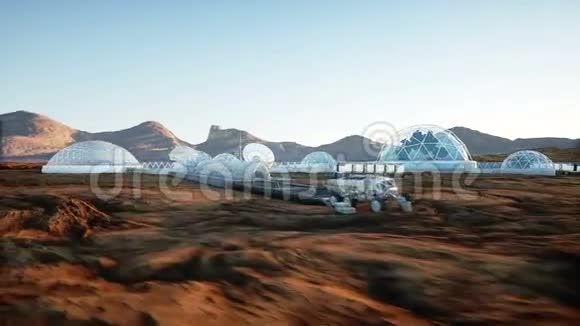 火星基地殖民地在外星星球探险空中观景地质帽火星上的生命视频的预览图