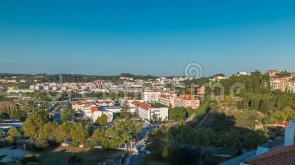 清晨美丽的丽丽雅城市景观葡萄牙蓝天视频的预览图