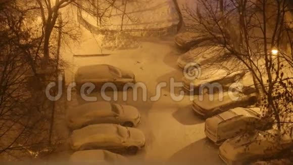 晚上在停车场下雪视频的预览图