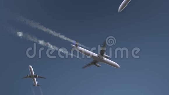 飞行飞机显示拉合尔标题前往巴基斯坦概念介绍动画视频的预览图