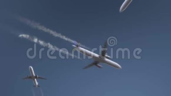 飞行飞机显示开普敦字幕前往南非概念介绍动画视频的预览图